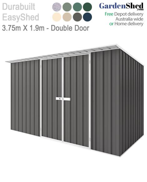 EasyShed 3.75m x 1.9m Double Door - Skillion
