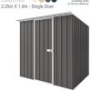 EasyShed 2.25m x 1.9m Single Door – Skillion
