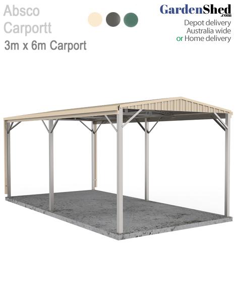 Absco Single Carport - 3m x 6m with Classic Roof