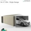 EasySheds 3 x 7.5m Single Garage with access door